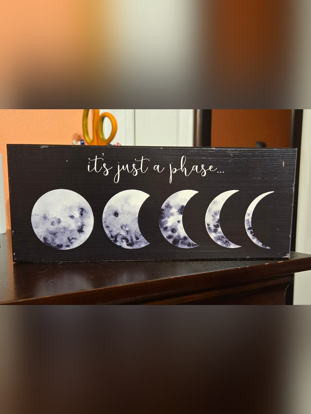 It's Just a Phase Moon Phases Wall Sign - Black and White
